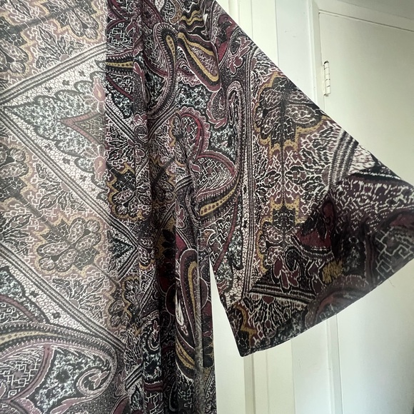 ALL SAINTS Brown Paisley Kimono - Size L - Picture 3 of 5
